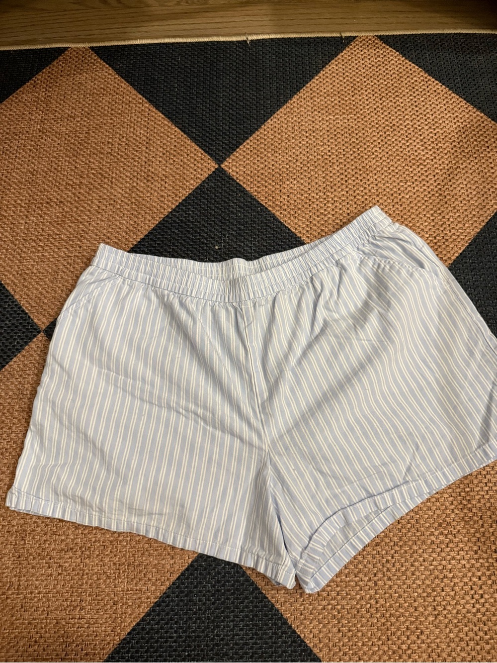 wonder nation Light Blue & White Pinstriped Elastic-Waist Shorts